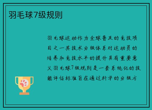 羽毛球7级规则