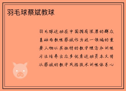 羽毛球蔡斌教球